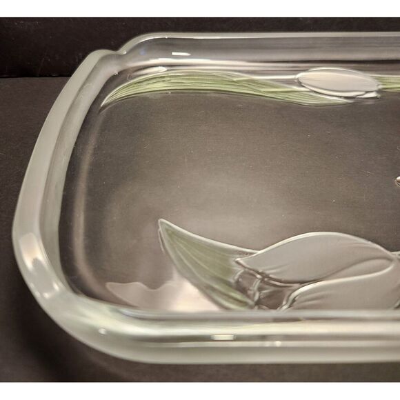Soga Japan Glass Decorative Serving Platter Vibrant Etched Tulip Pattern - Picture 7 of 11